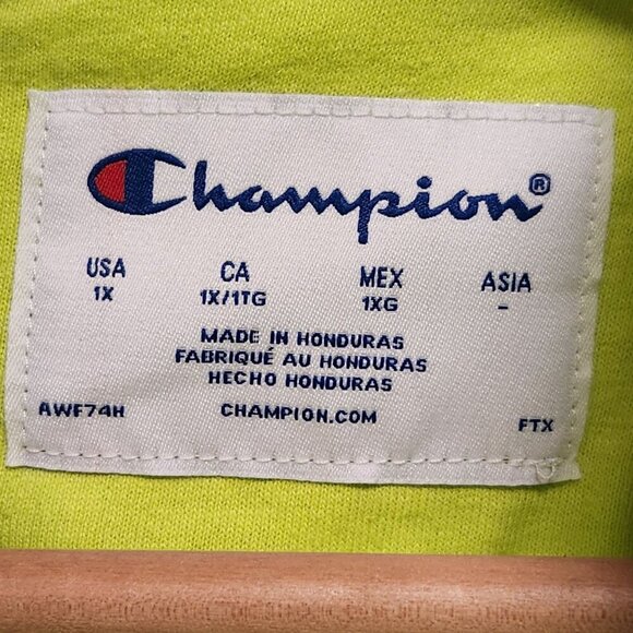 Champion Women's Size 1X Neon Green Hoodie Long Sleeve Drawstring Hood Closure‎ - Picture 3 of 8